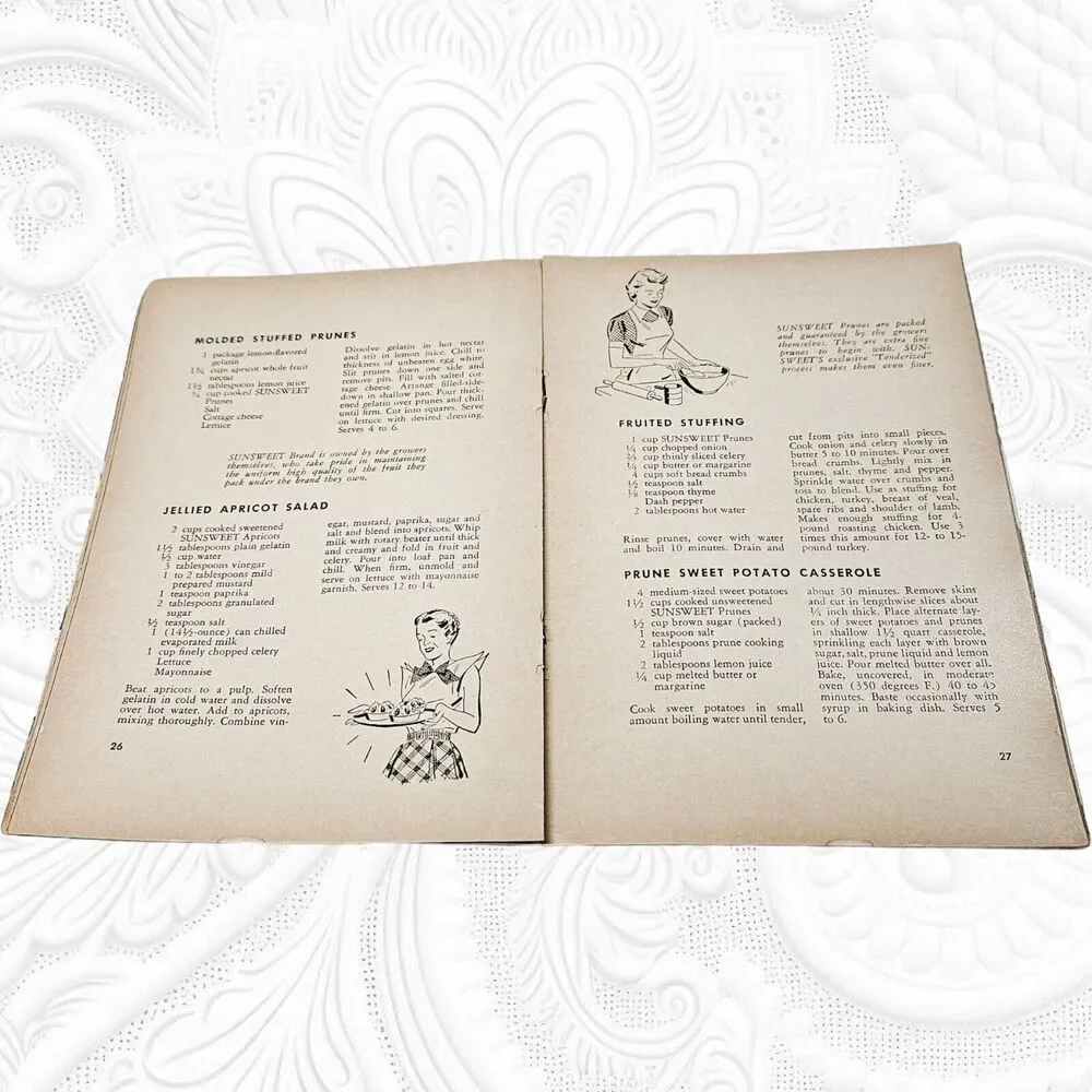 Vintage Sunsweet Recipe Cookbook 1950 Booklet Retro Recipes Health & Happiness